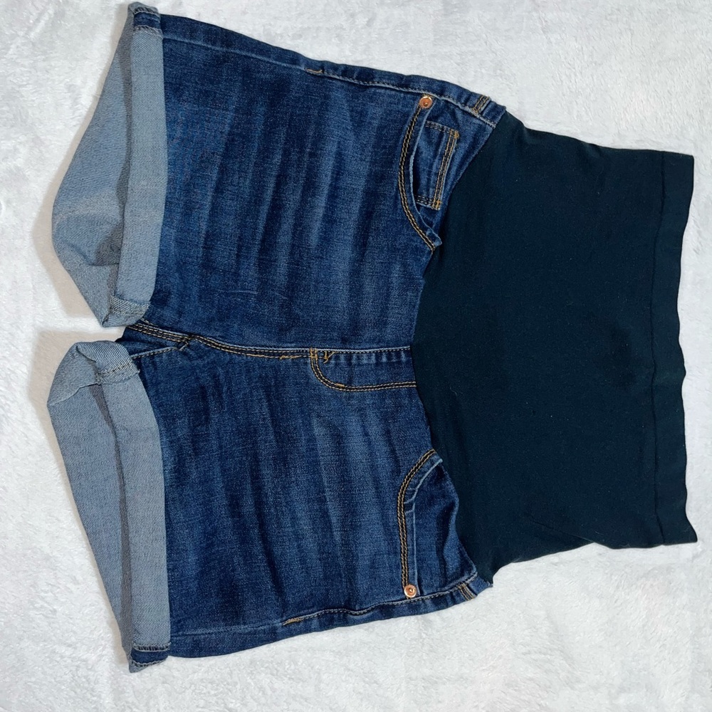 Maternity blue jean shorts